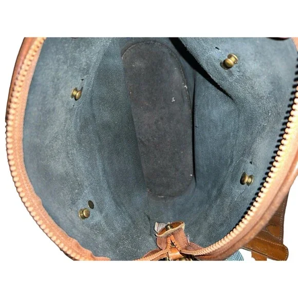 Vintage Dooney & Bourke All Weather Leather Pebble Green Tan Satchel Handbag USA - Picture 5 of 10